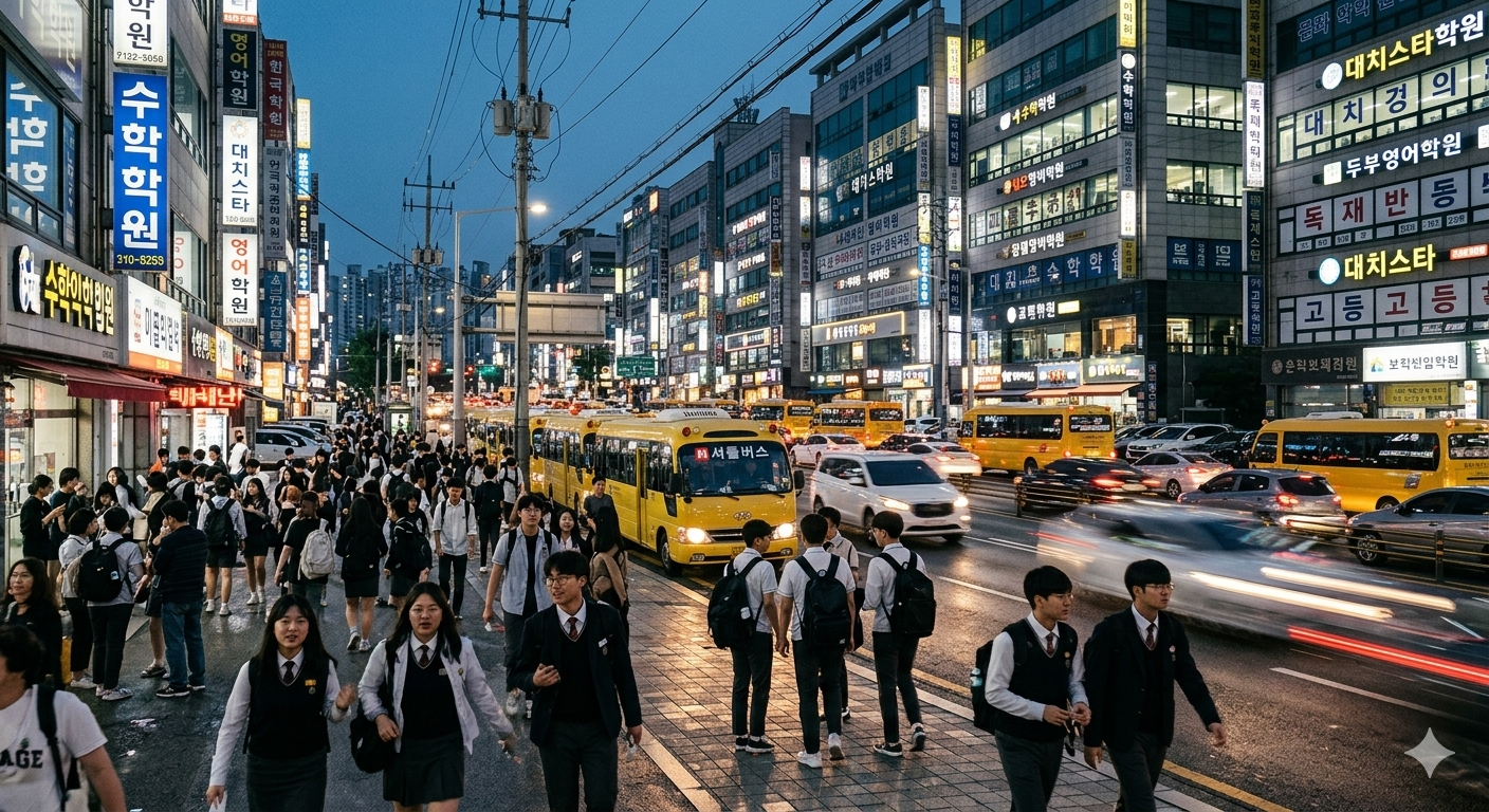 대치동 학원가의 야간 풍경